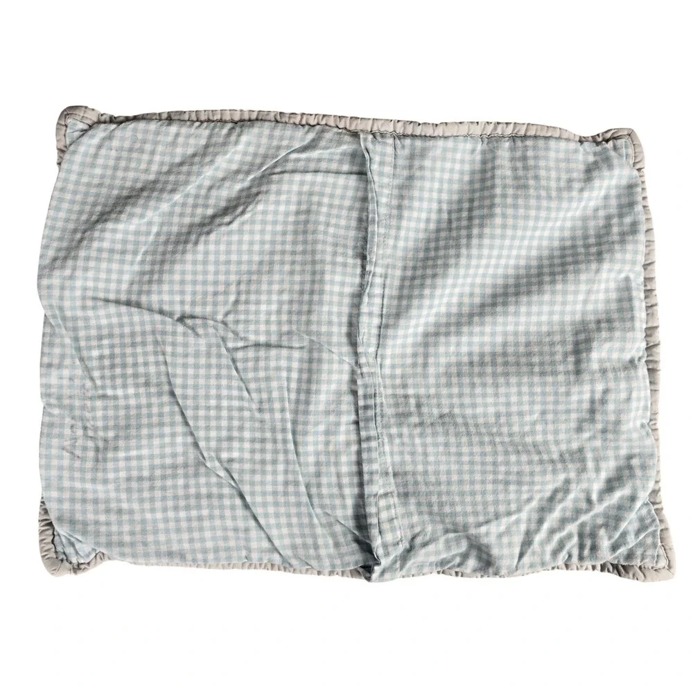 Pottery Barn‎ Kids Jungle Elephant Quilted Pillow Cover Blue Gingham Nursery